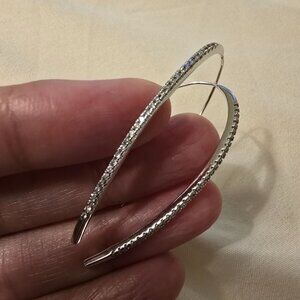 Sterling Silver .925 pave threader stick earrings